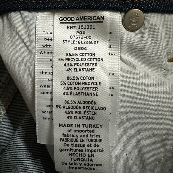 Good American Good Legs High Rise Skinny Jeans, size 6-12 Long, BNWT - Picture 5 of 9